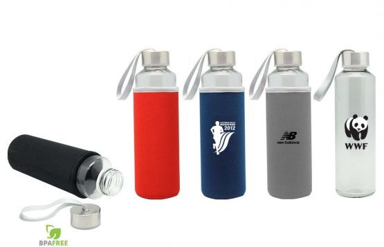 DW-ID49 Glass Water Bottle with Neoprene Pouch 500ML