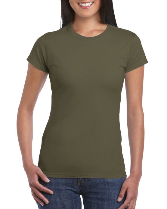 AGD76000L Gildan Premium Cotton Ladies T Shirt Military Green 01