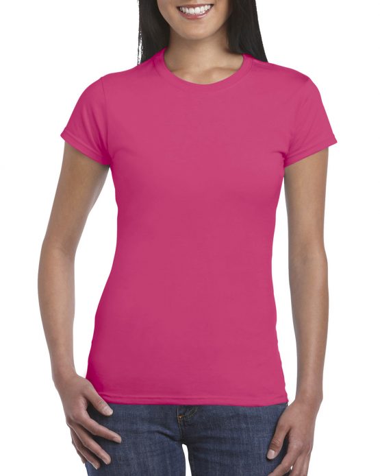 AGD76000L Gildan Premium Cotton Ladies T Shirt Safety Pink 01